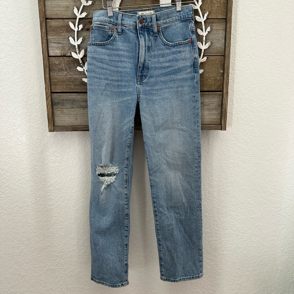 Madewell The Perfect Vintage Straight Jeans distressed stretch denim size 25